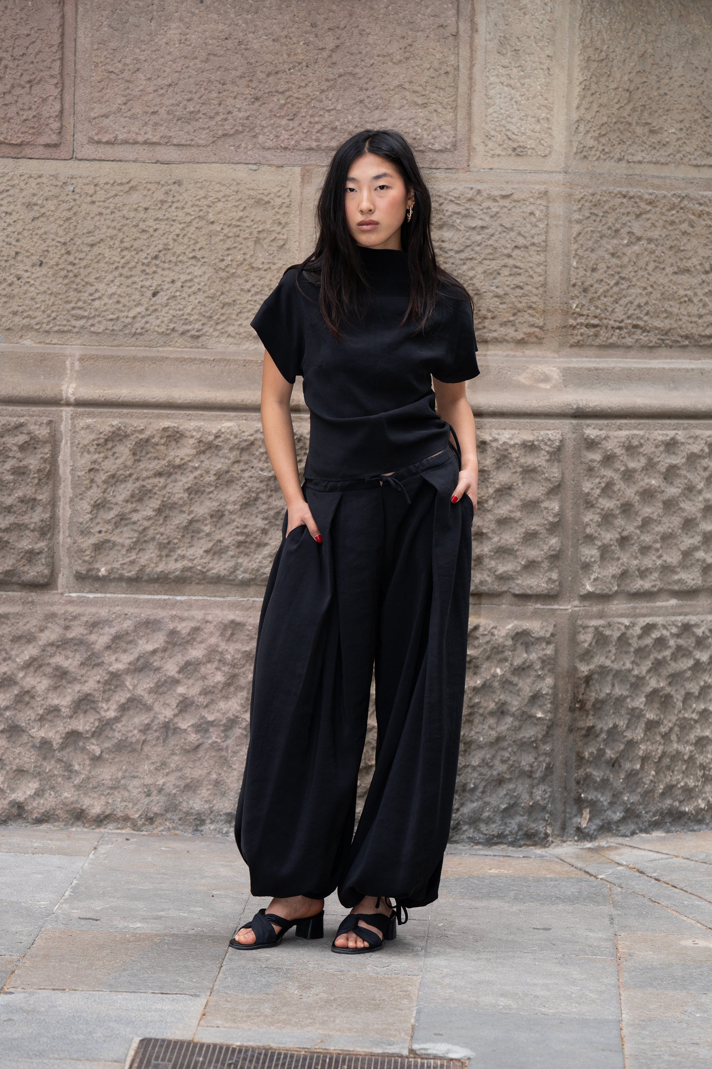 Black 'Cupro Touch' Kitten Top
