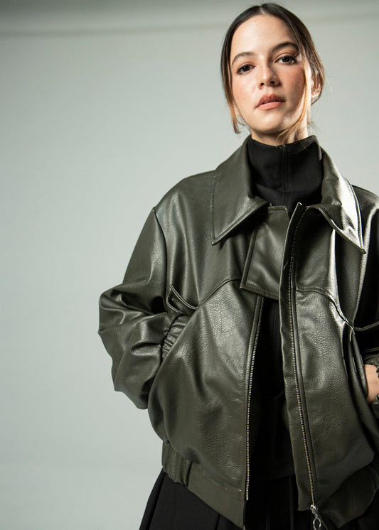 Botan Bomber Kakhi 'Vegan Leather'