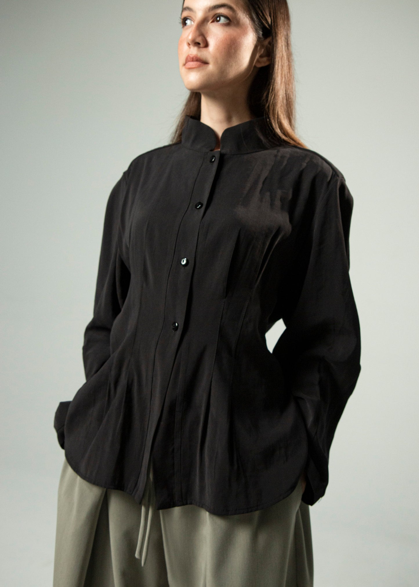 Camisa Mao Negro 'Cupro Touch'