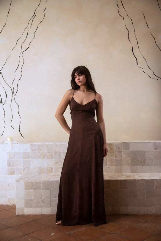 Vestido Nera Jacquard Choco