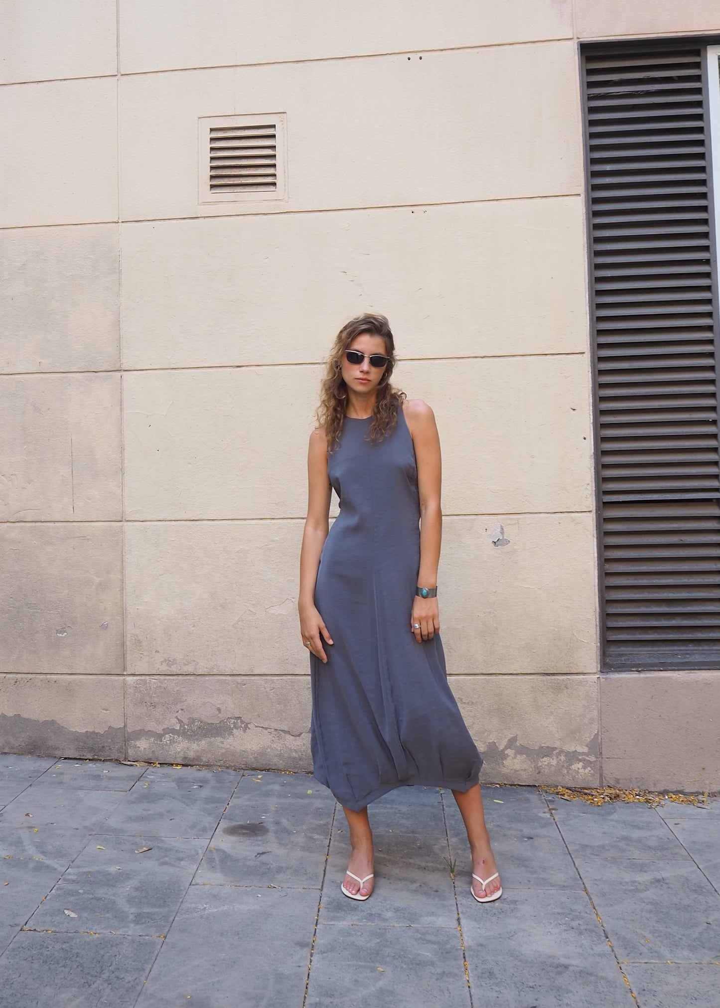 Vestido Yuno Cupro Gris