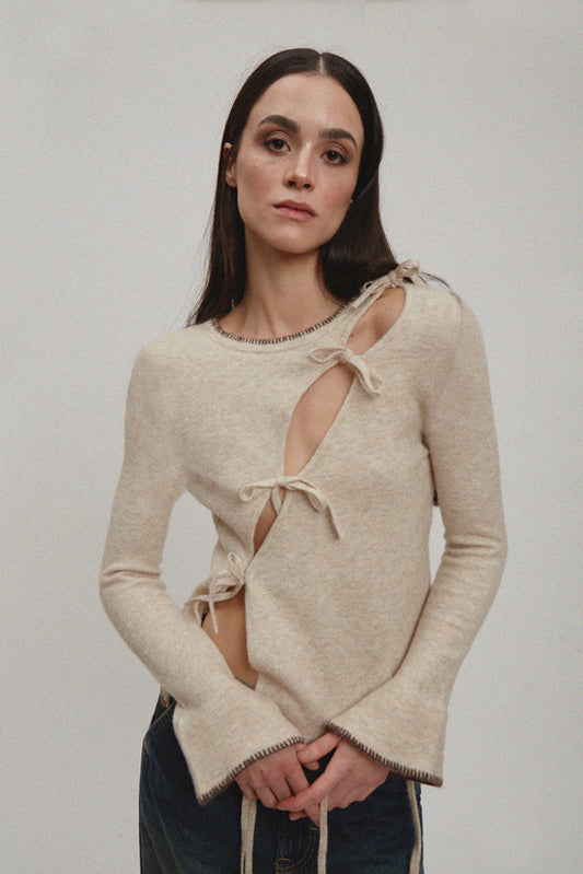 'Le Cardigan' Beige Merino