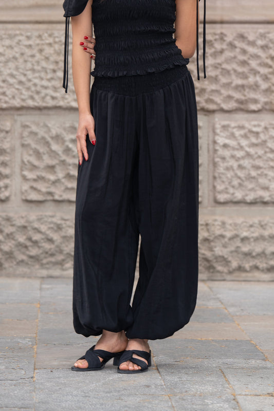 Pantalón Ren Negro 'Cupro Touch'