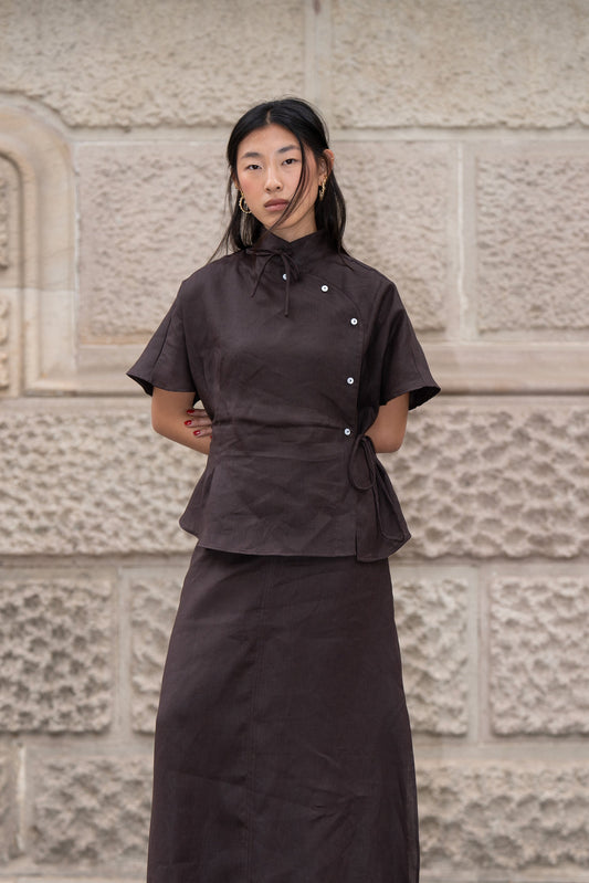 Camisa Yao Choco (100% Lino)