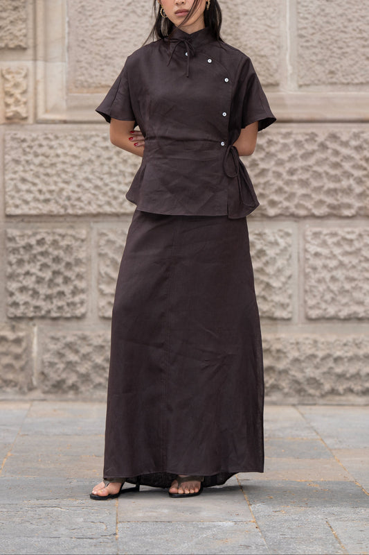 Bura Choco Skirt (100% Linen)